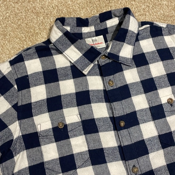 Hanna Andersson Navy Blue & White Buffalo Check Brushed Flannel In 100% Cotton - Picture 4 of 10
